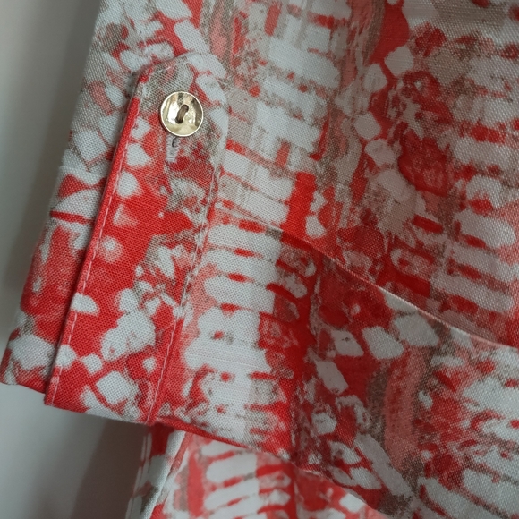 JM Collection Size L Women's Button-up Linen/Rayon blend Hi-Low Top Shirt Blouse - Picture 8 of 10